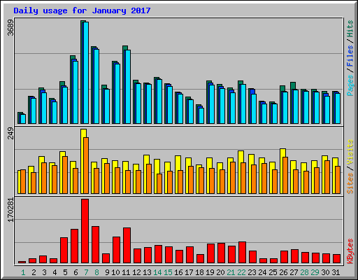 Daily usage for January 2017