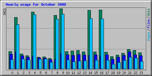 Hourly usage for October 2008