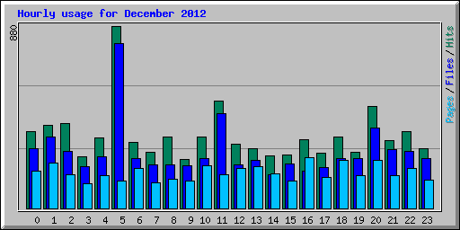 Hourly usage for December 2012