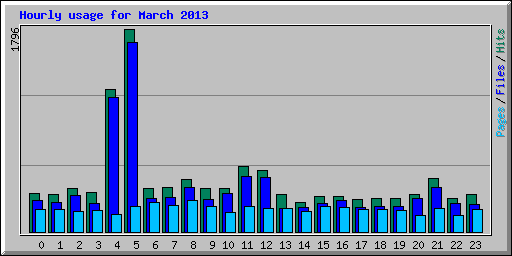 Hourly usage for March 2013